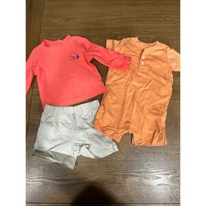 Carters Baby Boy 9M 3 Piece Set Swim Trunks Shirt Rashguard Outfit